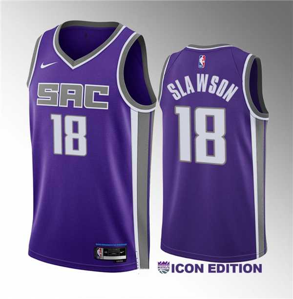 Men%27s Sacramento Kings #18 Jalen Slawson Purple 2023 Draft Icon Edition Stitched Jersey Dzhi->sacramento kings->NBA Jersey